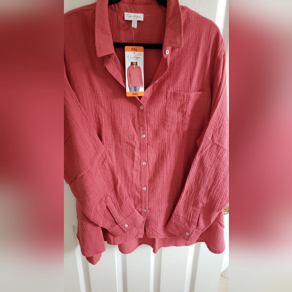 NWT, Jessica Simpson, XXL, 100%, lightweight cotton shirt, terra cotta color. - Picture 5 of 5